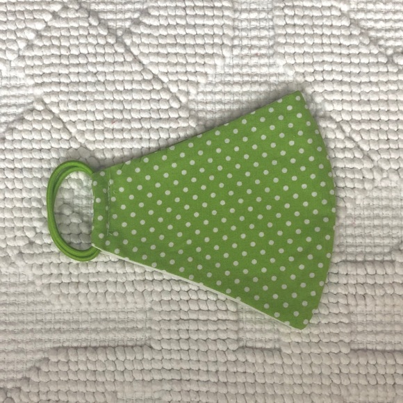Green Polka Dot 2 Layer Face Mask - Picture 2 of 5